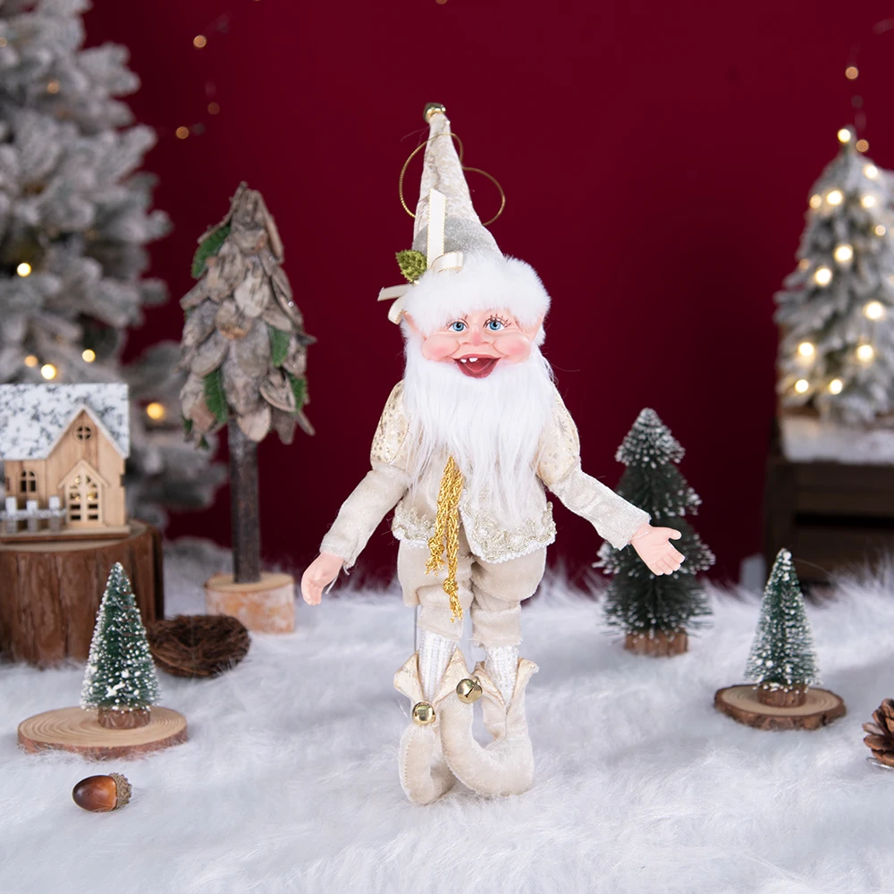 2026 New Custom Christmas Elves With Wreath Hanging Decoration Elf Home Party Wall Pendants Ornaments Christmas Plush Elf Dolls