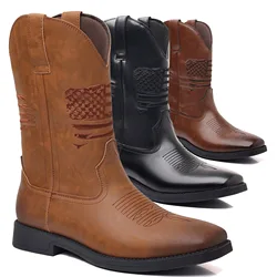 New Hot selling Men's Shoes Spring and Autumn Vintage Western Cowboy Boots Fashion Embroidered Versatile Casual Men's Boots