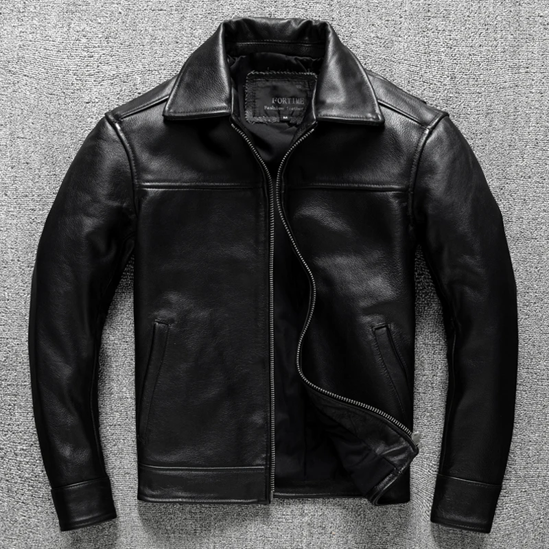 

Genuine Leather New in Jacket Cowhide Large Mens Clothing Black Jackets Business Casual Coats Chaquetas Para Hombre