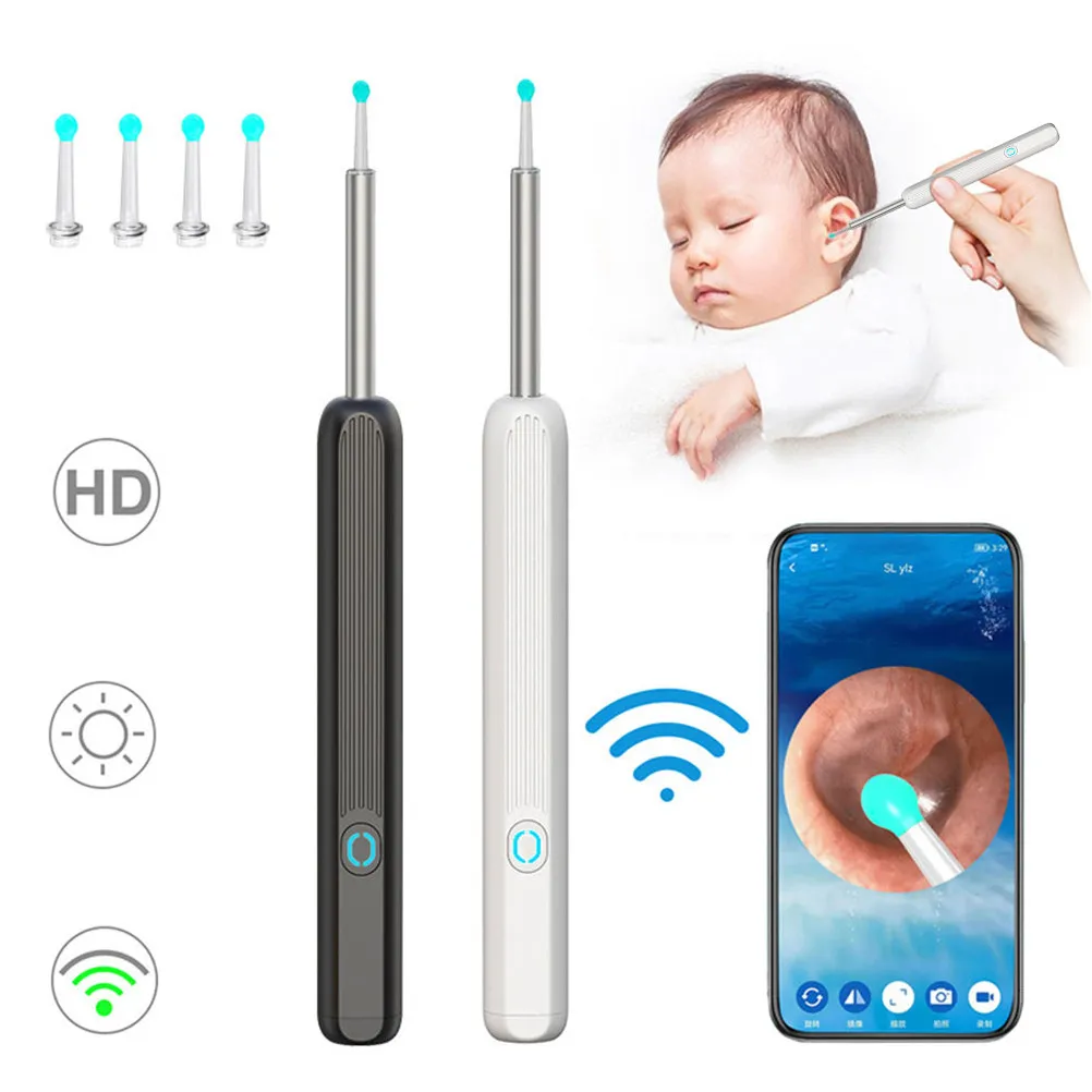 

1Set Portable Wireless Ear Cleaner Otoscope Ear Scoop with 4 Replacement Tips Earwax Removal Kit for Safe At