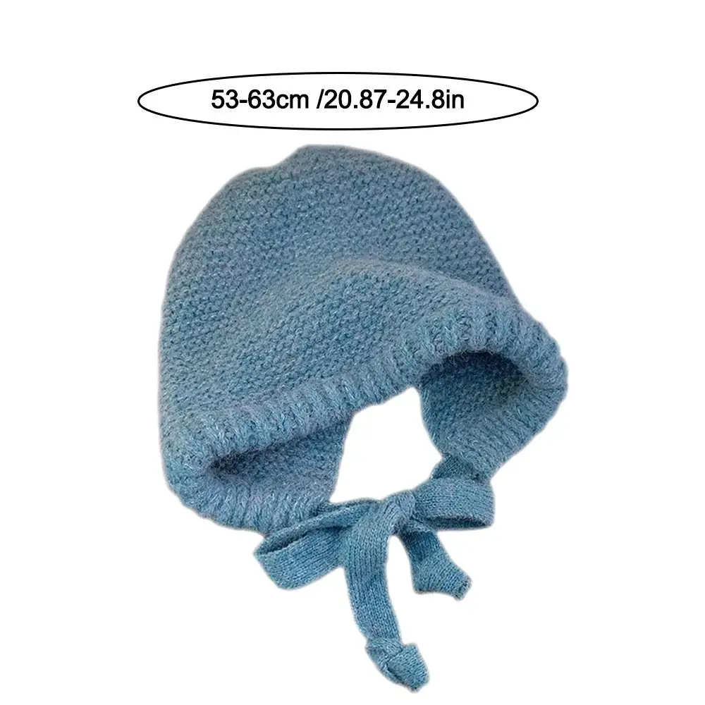 Versatile Ear Protection Knitted Hat Warm Strap Windproof Rope Beanie Hats Wool Bag Hat Women