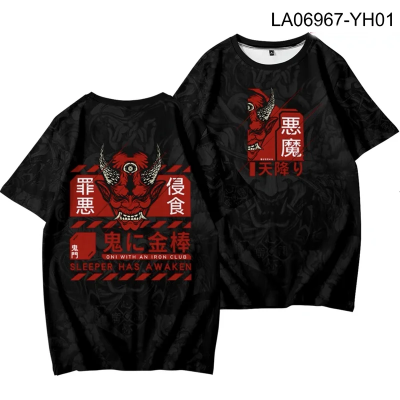 Devil Akuma 3D Printing T-shirt Summer Fashion Round Neck Short Sleeve Popular Japan Harajuku Streetwear Plus Size