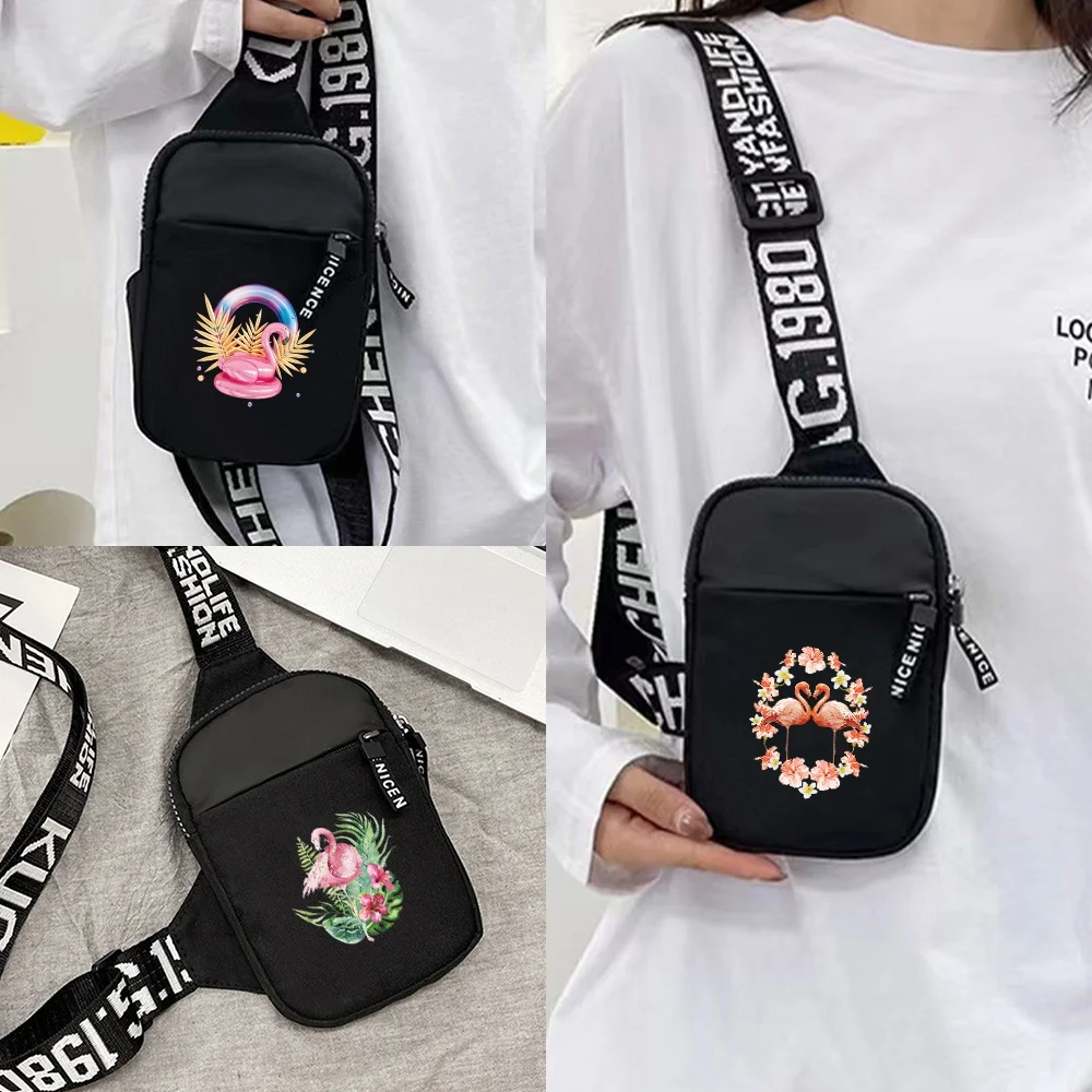 

Chest Pack Fitness Yoga Large Capacity Outdoor Travel Flamingo Series Hiking Casual Crossbody Bags Sports Running Chest Bag