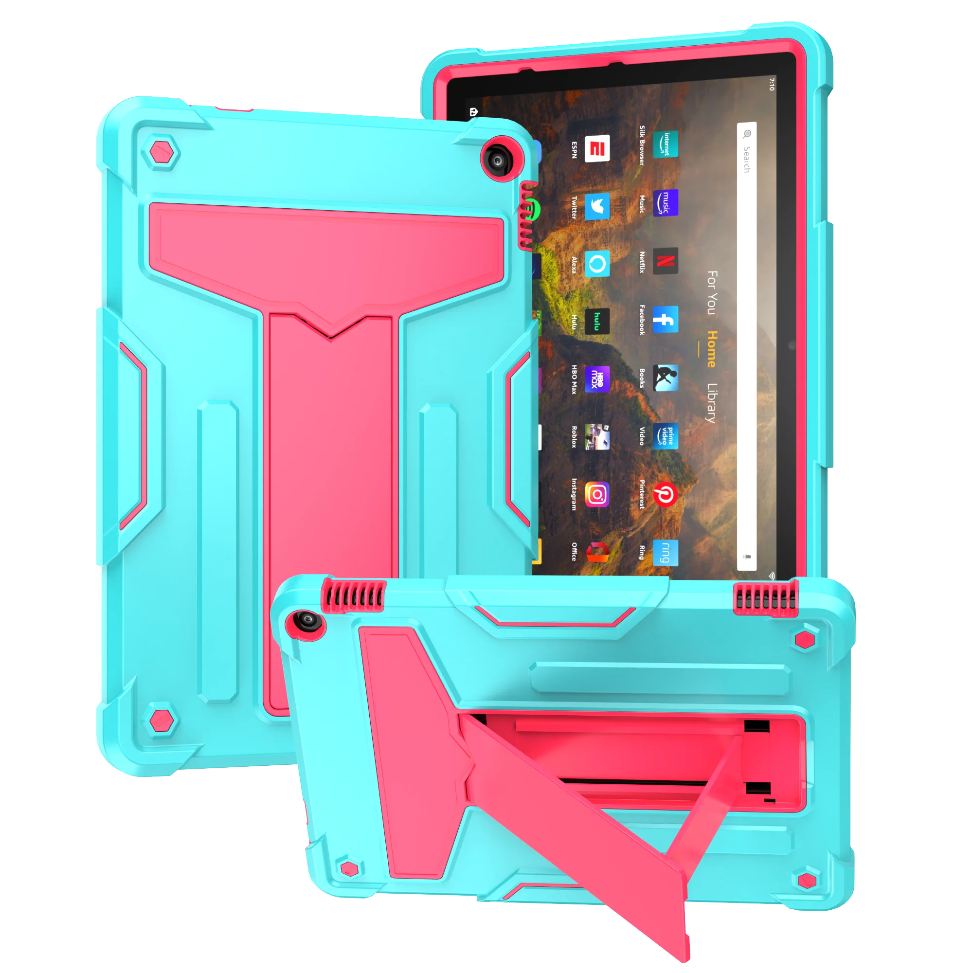 

Чехол для планшета Amazon Fire HD 10 (2021), Т-образная встроенная подставка, контрастный дизайн, точное положение отверстия