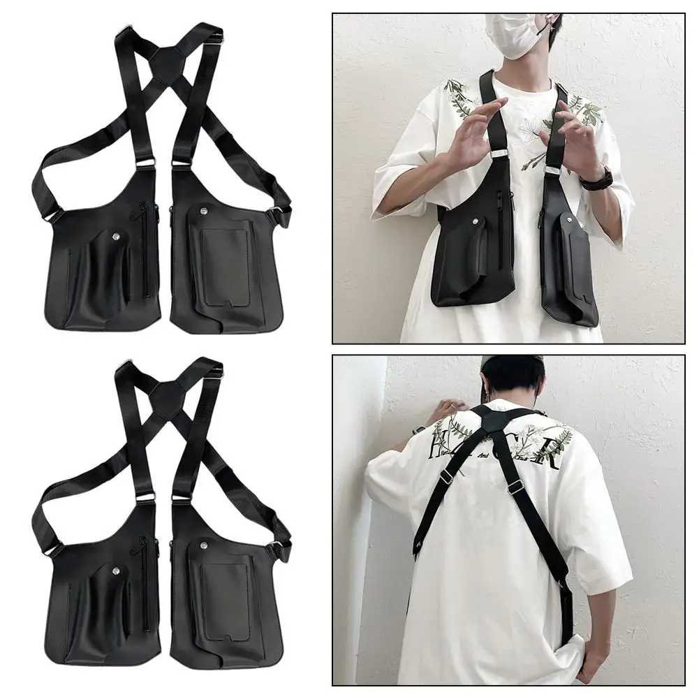 

Double Shoulder Strap Multi-Pocket Men Outdoor Anti-theft Tactical Bag Hunting Leather Bag Crossbody Multifunction Storage E3L7