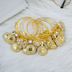 10pcs mixed 65mm Alloy Bangle with Rhinestone Charms on Sale