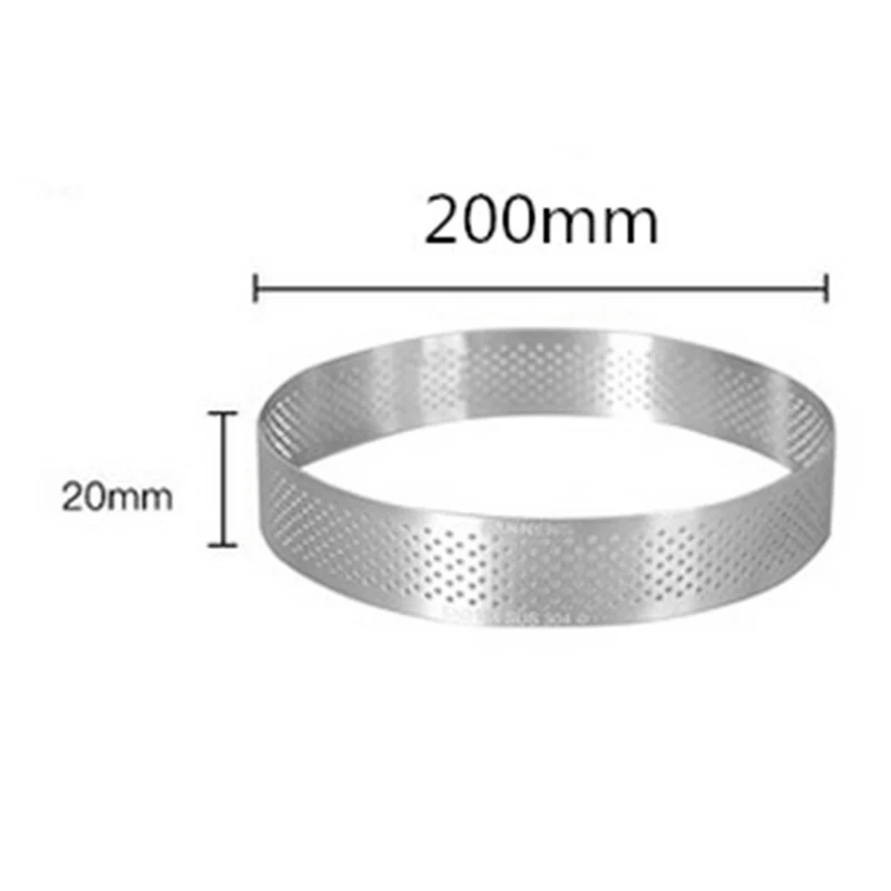 20cm Round Stainless Steel Cake Hole Molds Mousse Cake Tart Ring Pizza Dessert DIY Decor Mould Kitchen Baking Tool