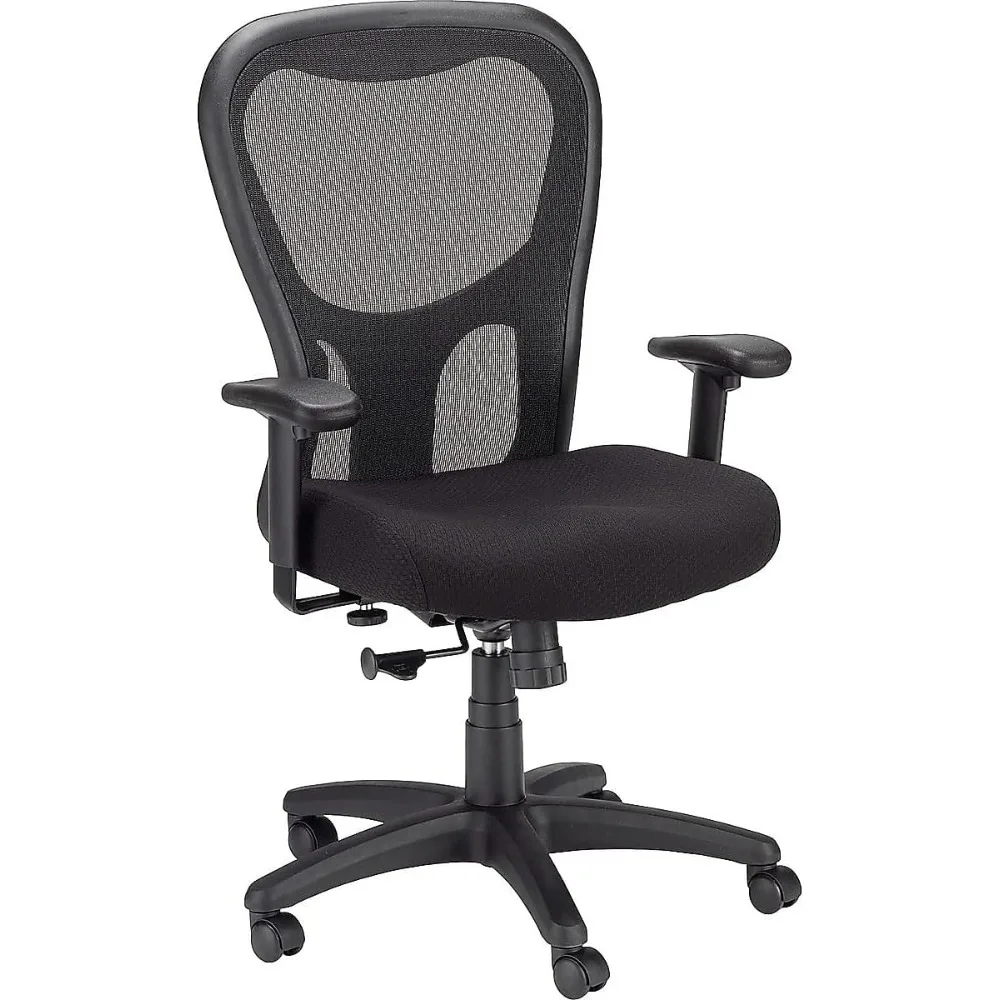 Silla ergonómica de malla transpirable que soporta pesas grandes, ruedas silenciosas, silla de tarea negra