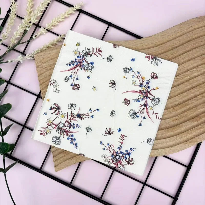 20Pcs 2Ply 33cm Floral Napkins Vintage Flower Disposable Paper Napkins for Party Table Decor