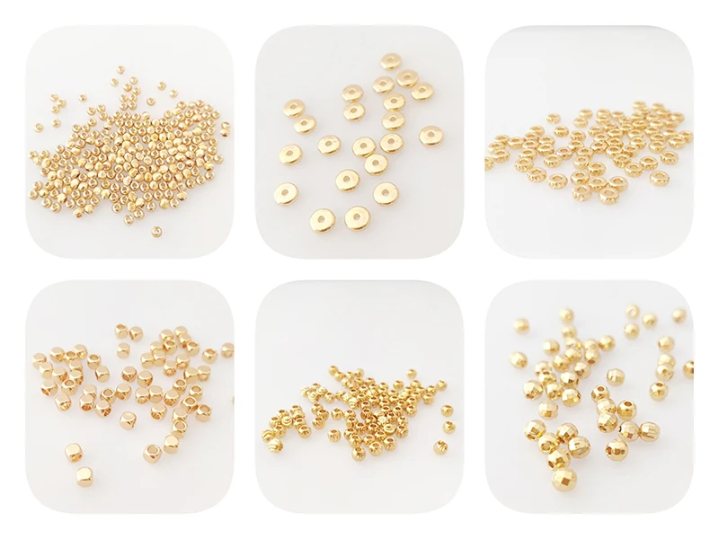 2/3/4 mm hohle Würfelperlen, 18 Karat vergoldete Messing-Abstandsperlen, Trenner für Perlen, DIY-Schmuckherstellungszubehör, Großhändler – Detail 13