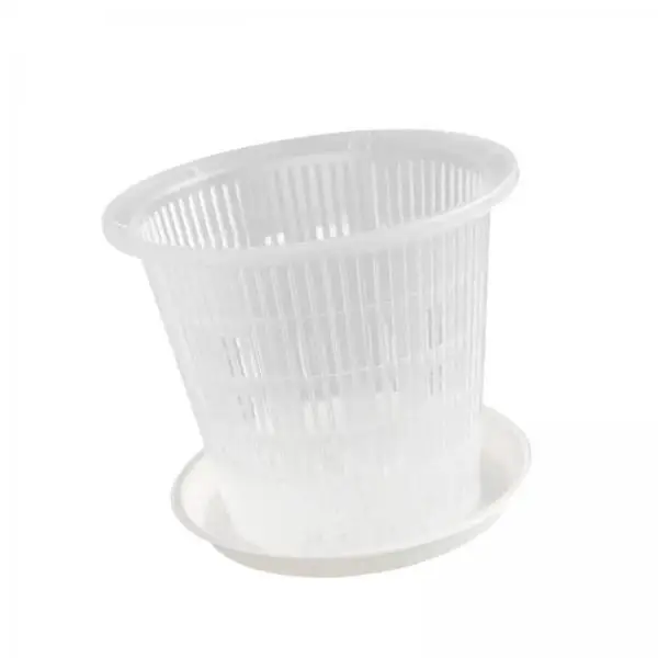 Clear Orchid Pot Slotted Breathable Structure Easy Repotting with Saucer Plastic Flower Planter for Indoor Garden Orchids