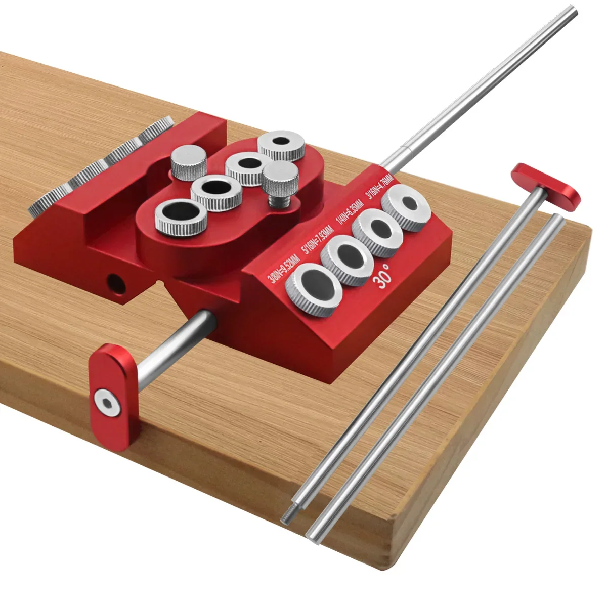 Woodworking 30 45 90 Angled Drill Guide Jig with Extension Rod Mech Tools for Flat Surface, Round Part,  Angled Straight Hole