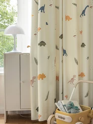 Kids Room Cortinas Cartoon Dinosaur Pattern Beige Living Room Curtain Simplicity Bedroom Blackout Cortina 커튼 Curtains Шторы カーテン