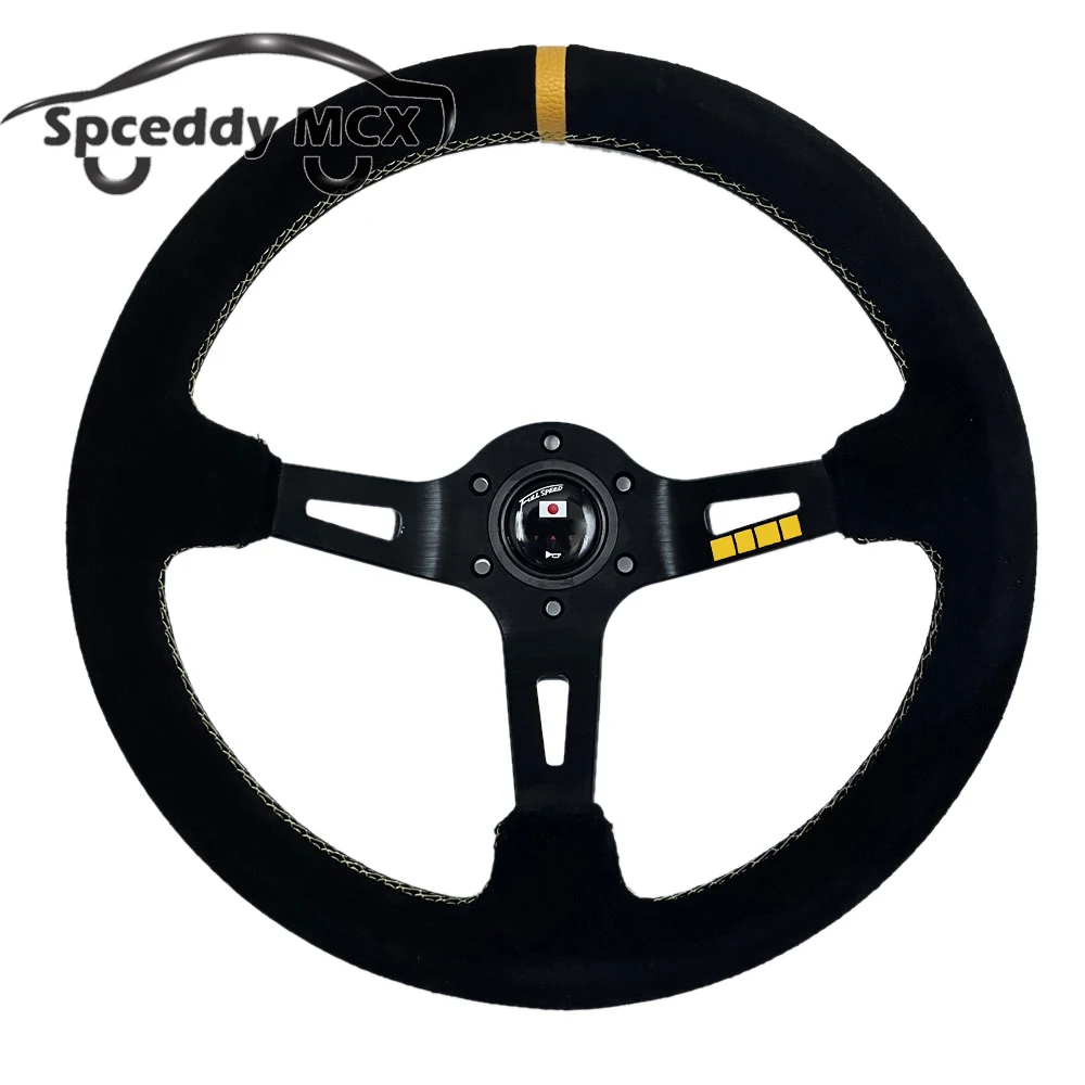 

13inch 335mm suede leather Japan JDM car sport steering wheel racing deep dish steering wheel yellow