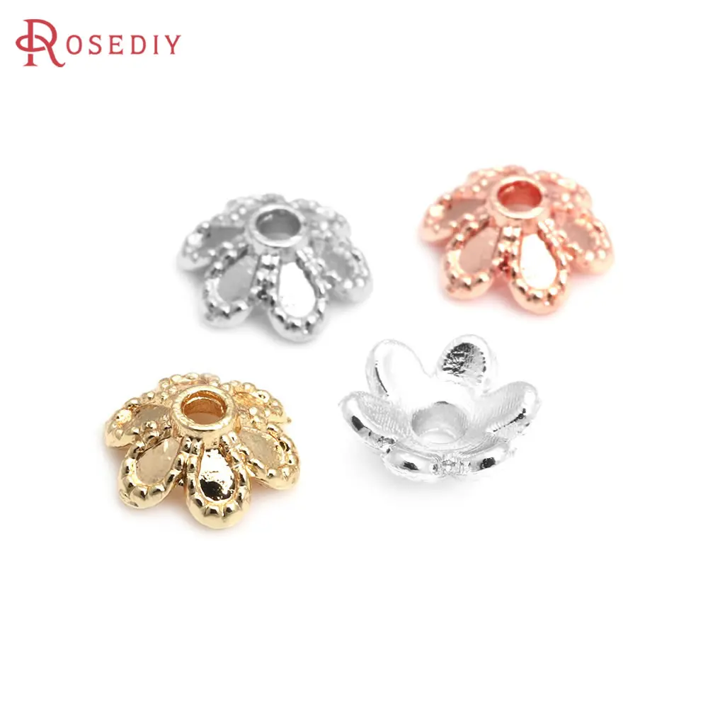 50 SZTUK Mosiężne Koraliki Kwiatki w Kolorze 18K Złota Wysokiej Jakości Nasadki do Naszyjników Kolczyków Akcesoria DIY Biżuteria Oficjalna strona Rosediy