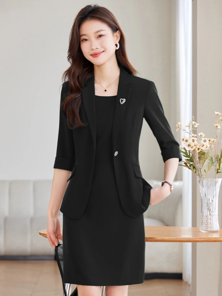 

Ele повседневный женский маленький костюм, лето 2024, высококачественный корейский Sle Godd Sle Career Dr, полиэфирное волокно