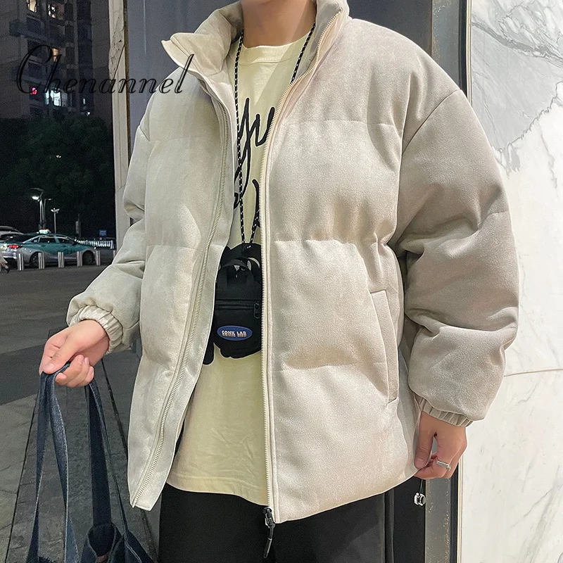 سترة شتوية فضفاضة للرجال مقاس كبير من القطن - سترة مبطنة، ياقة واقفة بسيطة، ملابس خارجية سميكة ودافئة #2