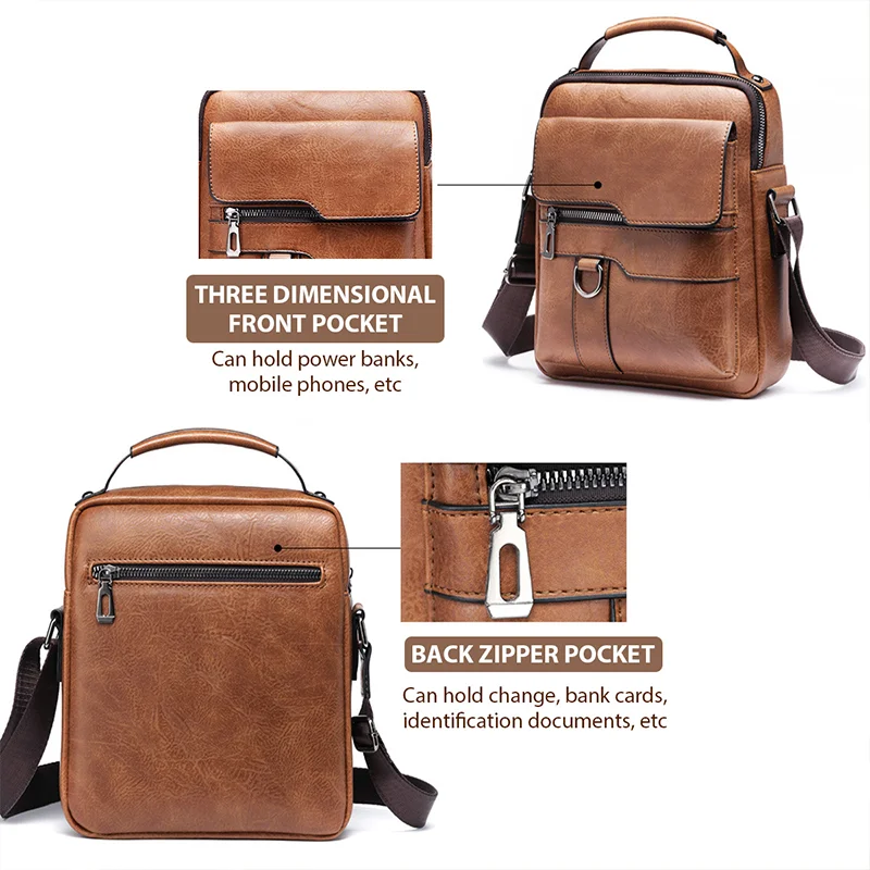 Brand Men Shoulder Bag for 9.7" ipad Men PU Leather Flaps Men's Crossbody Bags Business Flap Male Solid Messenger Bag Travel Bag