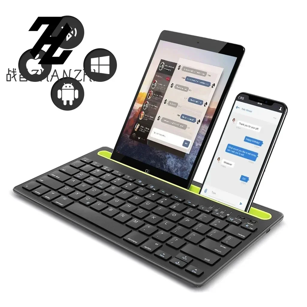 

Bluetooth Rechargeable 3.0 Wireless Keyboard Built-in Slot Stand Keypad for iPad Phone Tablet Laptop Windows Android MAC IOS