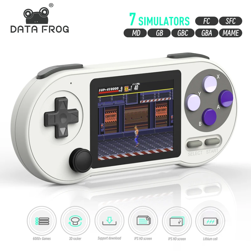 DATA FROG 3 inch IPS SF2000 Portable Handheld Game Console Built-in 6000 Games Retro Video Game Consoles Support AV Output