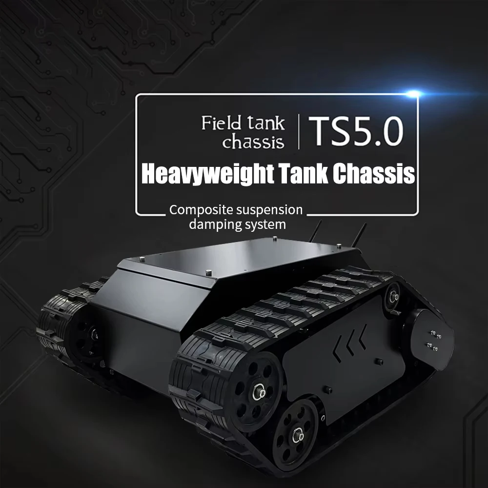 100Kg 부하 RC 탱크 TS5.0 금속 섀시 고무 트랙 STM32 ROS 프로그래밍 가능 로봇 용 브러시리스 모터 장애물 극복 탱크