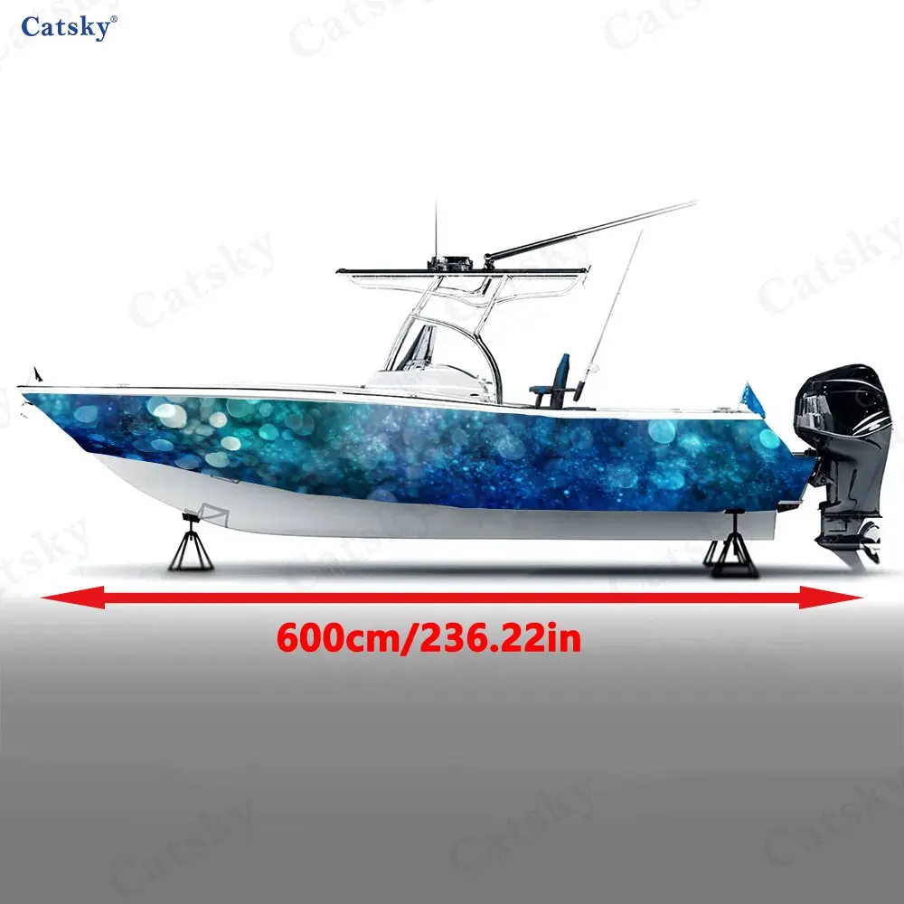 Deep Sea Bubble Streamer Boat Stickers, PVC Waterproof Durable Vinyl Wrap Decals for Fishing Boats, Durable and Stylish Design