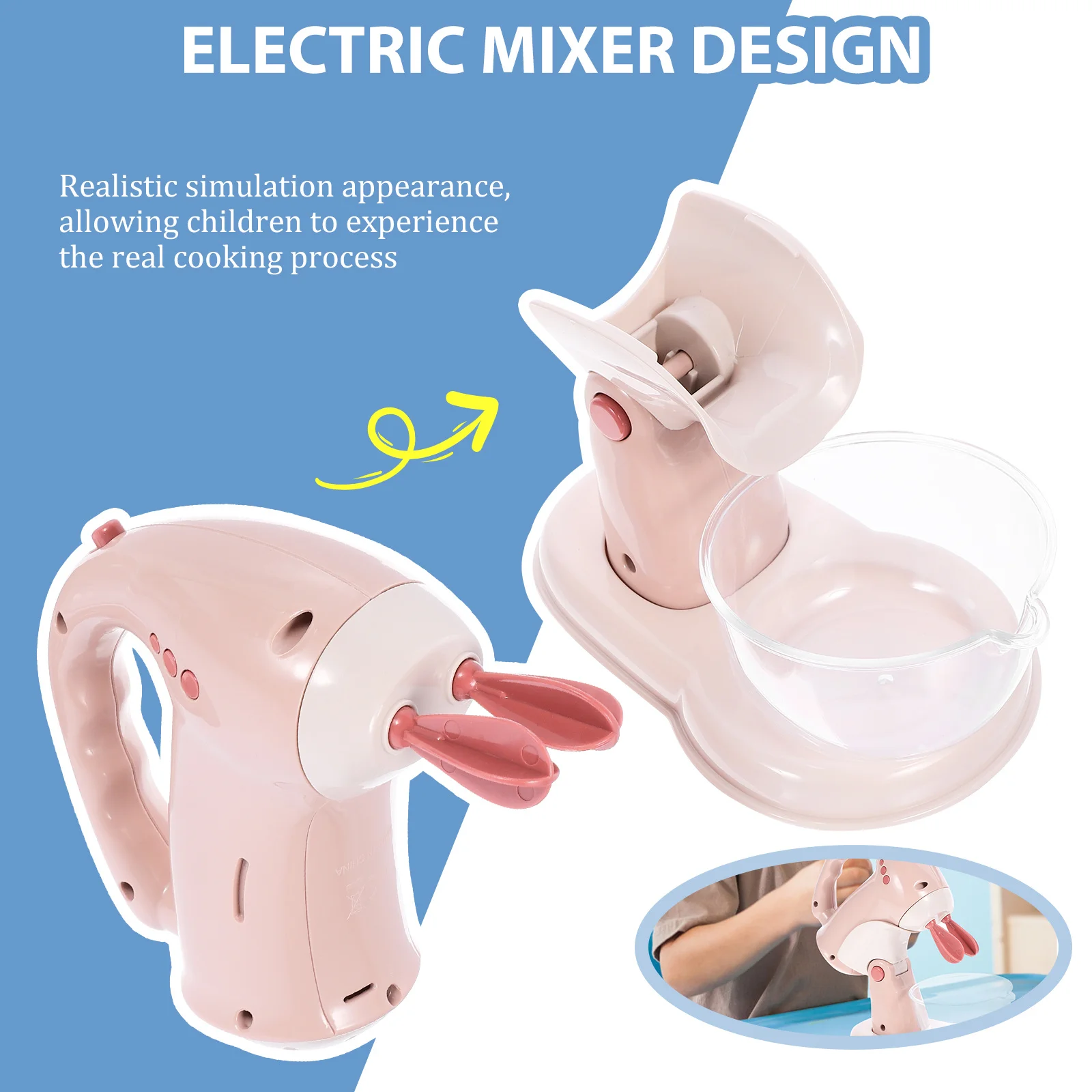 

Electric Mixer Pretend Cooking Simulation Blender Early Educational Gift for Children Fine Motor Skill Development