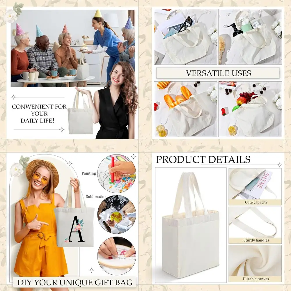 48 pacotes de mini sacolas de lona bege, 8 x 4 x 10 polegadas, espaços em branco de sublimação para artesanato de Natal, faça você mesmo e lembrancinhas de festa