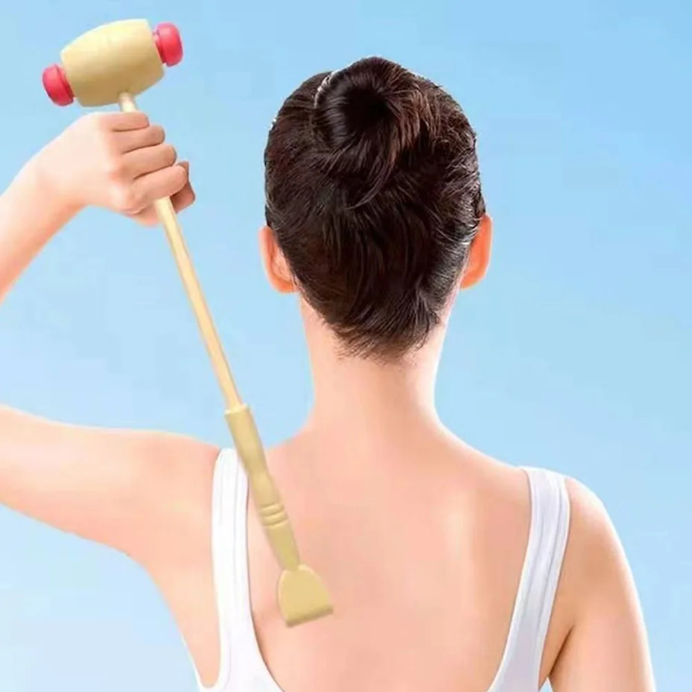 2 قطعة مطرقة تدليك خشبية محمولة باليد مدلك الظهر المحمولة دليل أداة تخفيف العضلات للكتف الرقبة القدم آلام الساق العصي