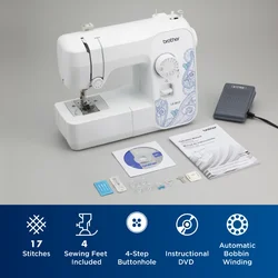 Hot sale of the latest household Brother LX3817 17-Stitch Portable Full-Size Sewing Machine, White mini machine a coudre