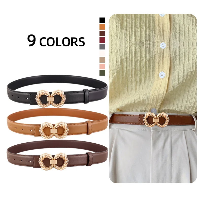 30mm 9 color Women Split Leather belt 8 buckle Belt for dress