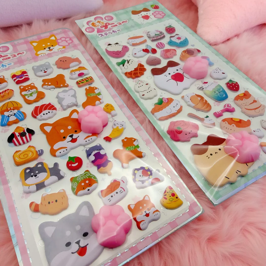 Cute Animal Puffy Bubble Stickers Self-Adhesive 3D Assorted Kids Stationery Stickers for Journal Notebook DIY Craft Decoration