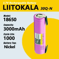 1-40PCS LiitoKala 30Q-N 18650 3000mah High power Rechargeable battery power high discharge,30A large current + DIY nicke