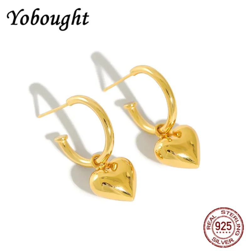 

НОВЫЕ серьги из стерлингового серебра S925, простые темпераментные серьги-подвески в форме сердца, женские серьги-дикие студенческие серьги