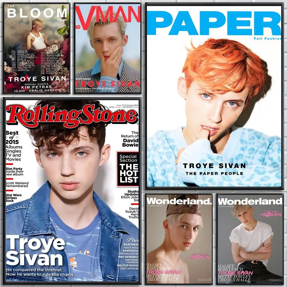 Singer Troye Sivan Poster poster Self-adhesive wall stickers, suitable for room decoration, high-quality printing.