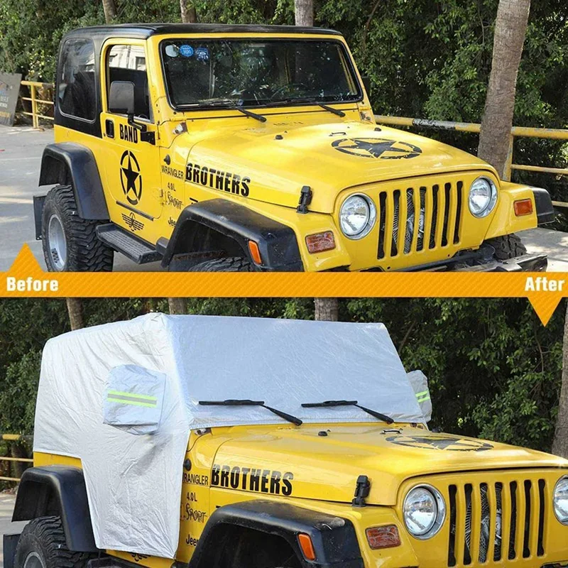 Imagem -02 - Capa Sunshield para Jeep Wrangler tj 19972006 Capa de Chuva de Neve Tampa do Corpo do Carro à Prova de Intempéries Protetor uv Dustproof 2x