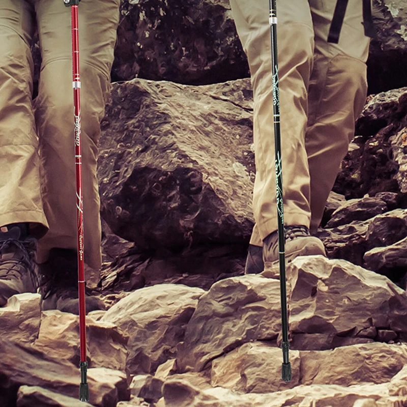 1 قطعة 5 قسم في الهواء الطلق تلسكوبي للطي التخييم الرحلات القطب المحمولة المشي عصا التنزه لكبار السن سهلة وضع في حقيبة