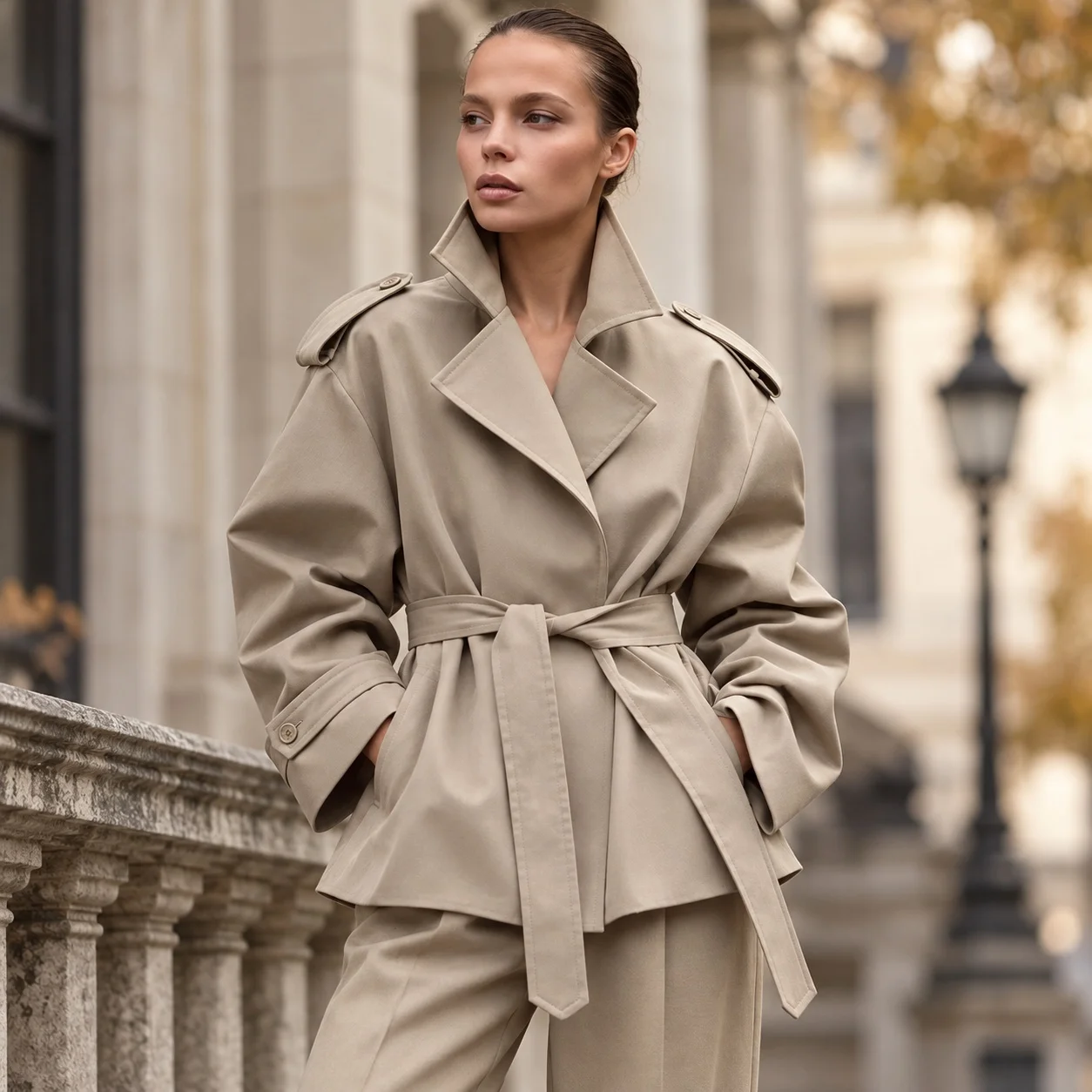 Loose Fit Notched Lapel Coat Elegant with Lightweight Composite Construction Commuter Chic Long Sleeve Women Autumn Coat