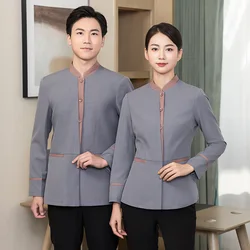 Autumn New Housekeeping Property Cleaning Service Uniform Long Sleeve Hotel Guest Room Hospital Cleaning Aunt Work Clothes