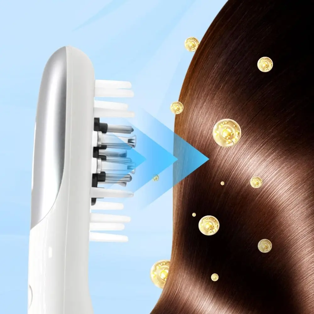 

3-в-1 аппликатор для масла для волос для кожи головы с дозатором капель, портативная щетка для волос, красный и синий радиочастотный электрический массажер для кожи головы