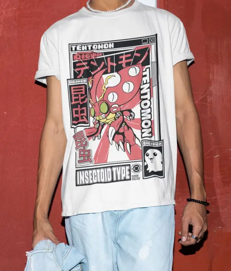 Tentomon Digimon Adventure T-shirt Guilmon Omnimon Anime Gift Shirt All Size