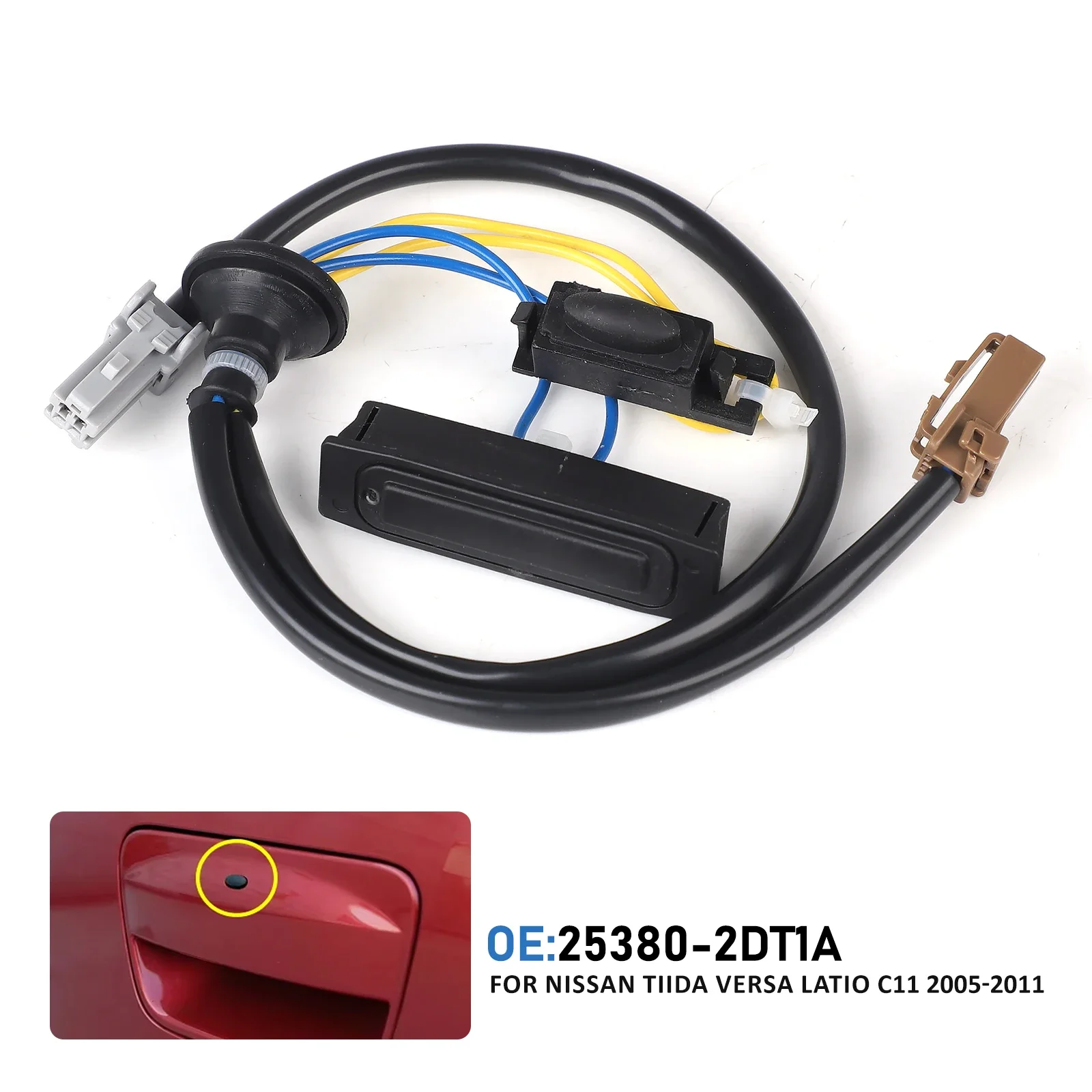 For Nissan Sentra Tiida C11 Latio Versa Black ABS Trunk Release Button Opener Lid Tailgate Switch fit OE 25380-2DT1A 253802DT1A