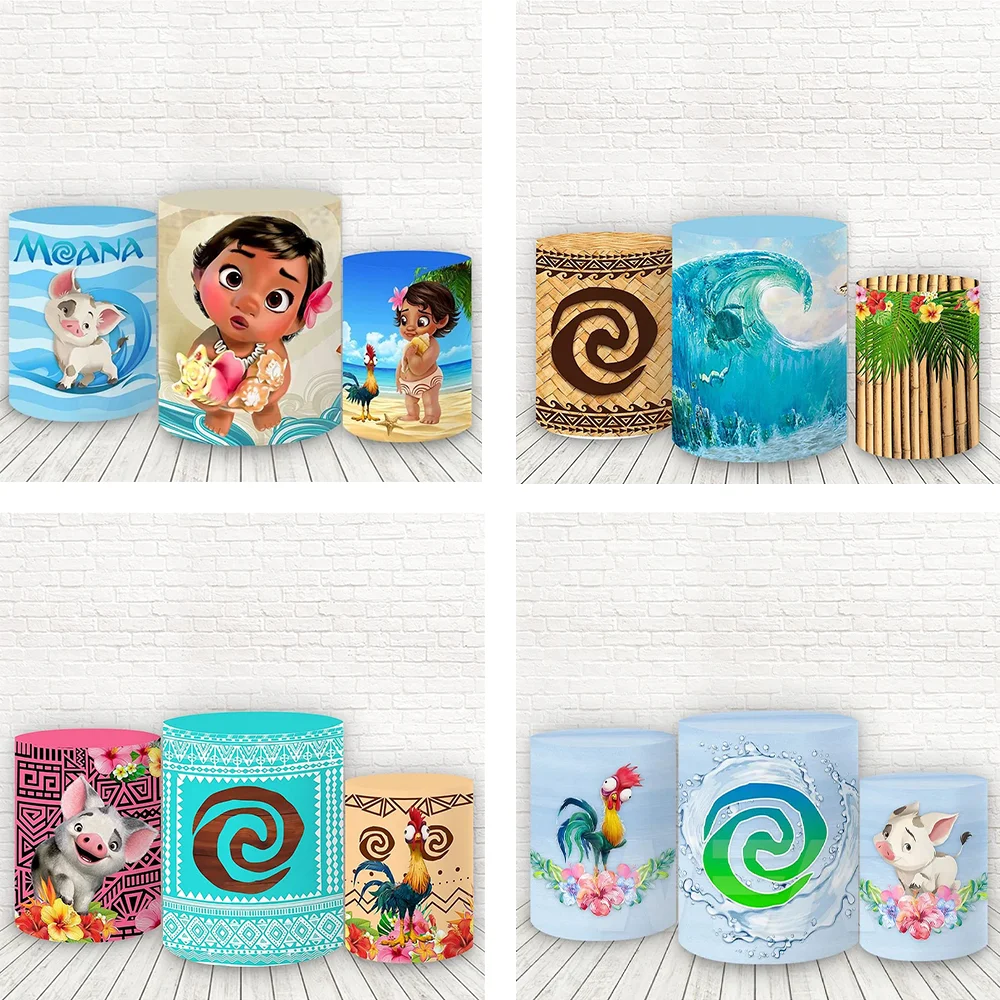 

Чехол на цилиндр на тему Моаны для девочек, украшения на день рождения, Мауи Вайана, детский душ, подставка для торта, плинтус, чехлы на пьедестале