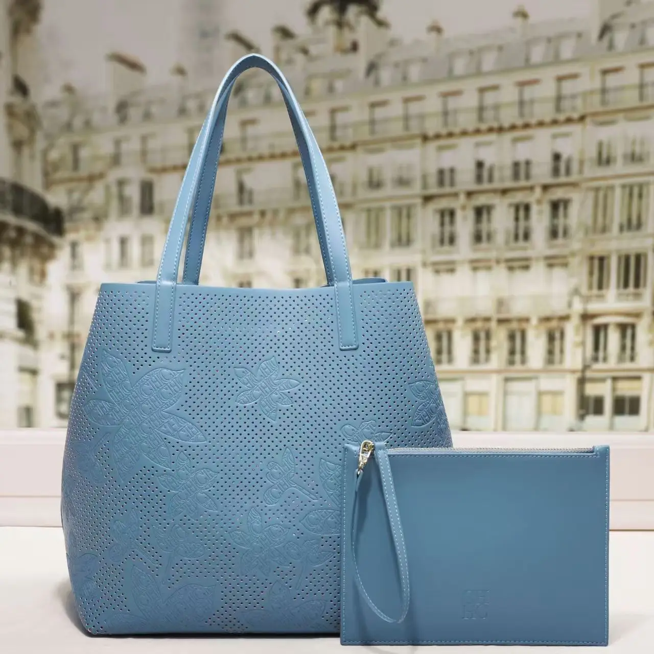 CH Women's Mother-Child Bag Fashion Solid Color Embossed Large Capacity Handbag Shoulder Bag Shopping Bag Women's Bag