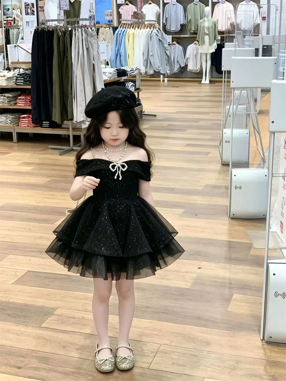 French girl 2026 summer new black high-end mesh dress princess dress