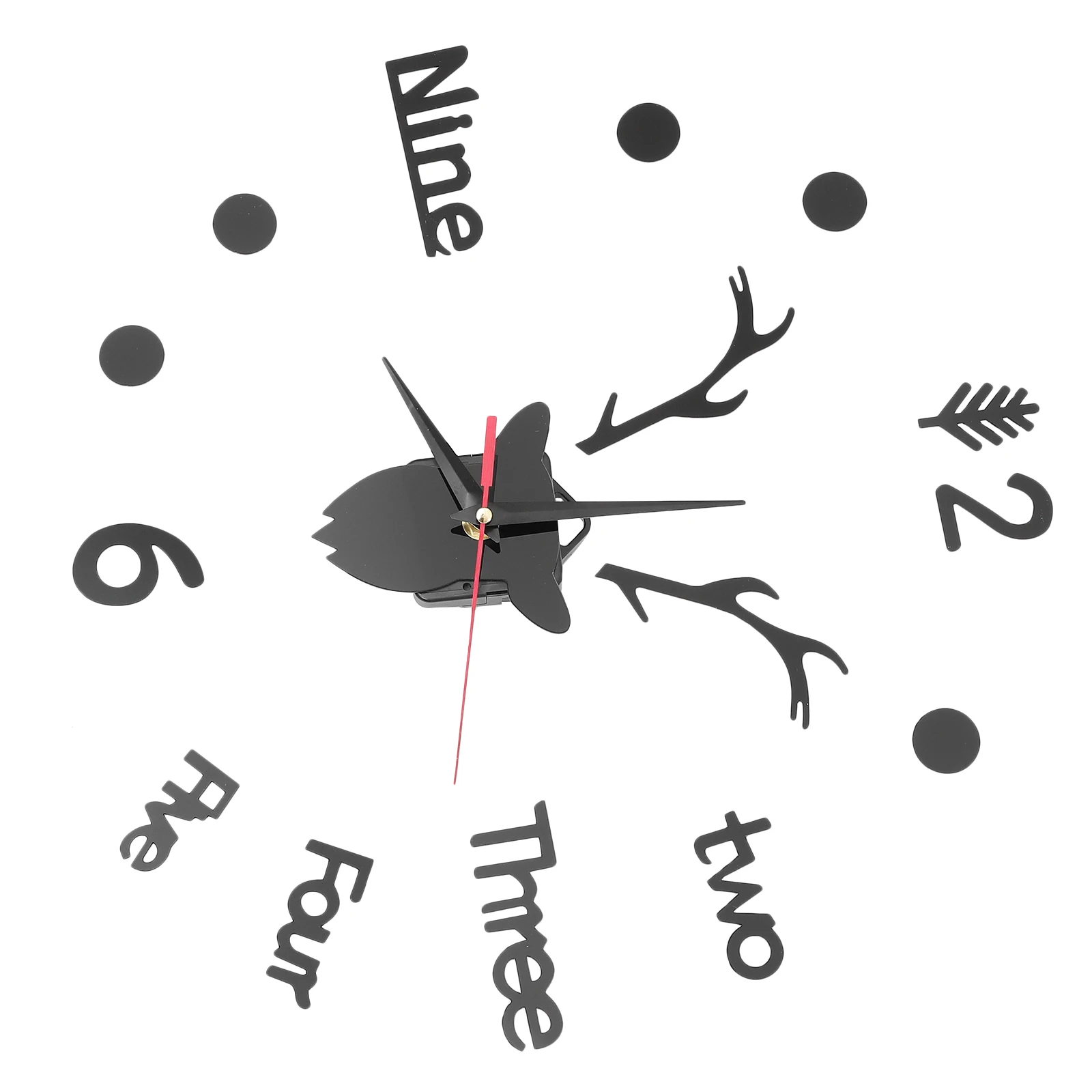 

Deer Head Wall Clock Black DIY Acrylic Decor Silent Punch Clock for Living Bedroom Office Retro Contemporary