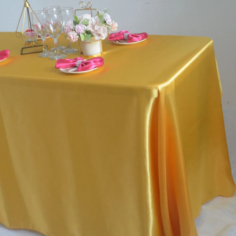 Reusable Satin Tablecloth Wedding Mariage Party Decoration Polyester Picnic Countryard Birthday Christmas Table Cloth White/Blue