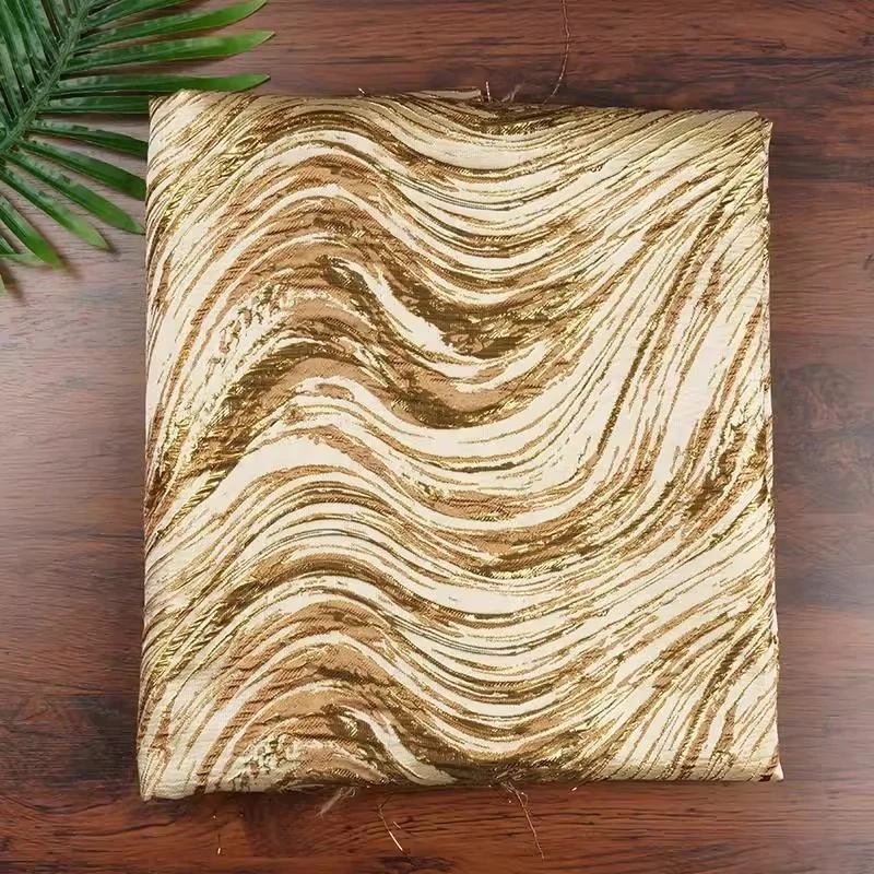 금박 물결 무늬 자카드 새틴 원단, 반짝이는 물결 무늬의 고급스러운 중국풍 원단