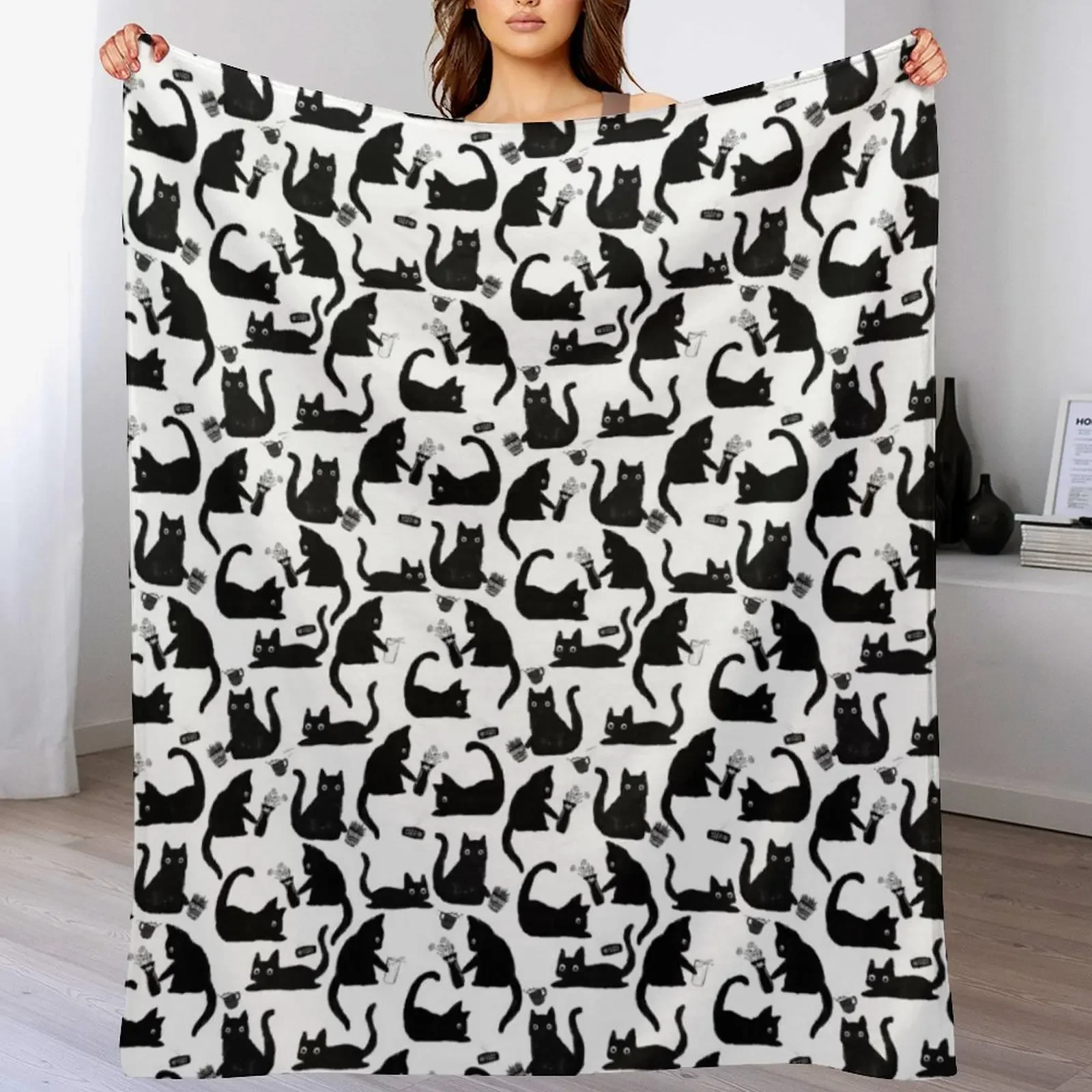 

Bad Cats Knocking Stuff Over Throw Blanket Travel Softest halloween Luxury St Blankets