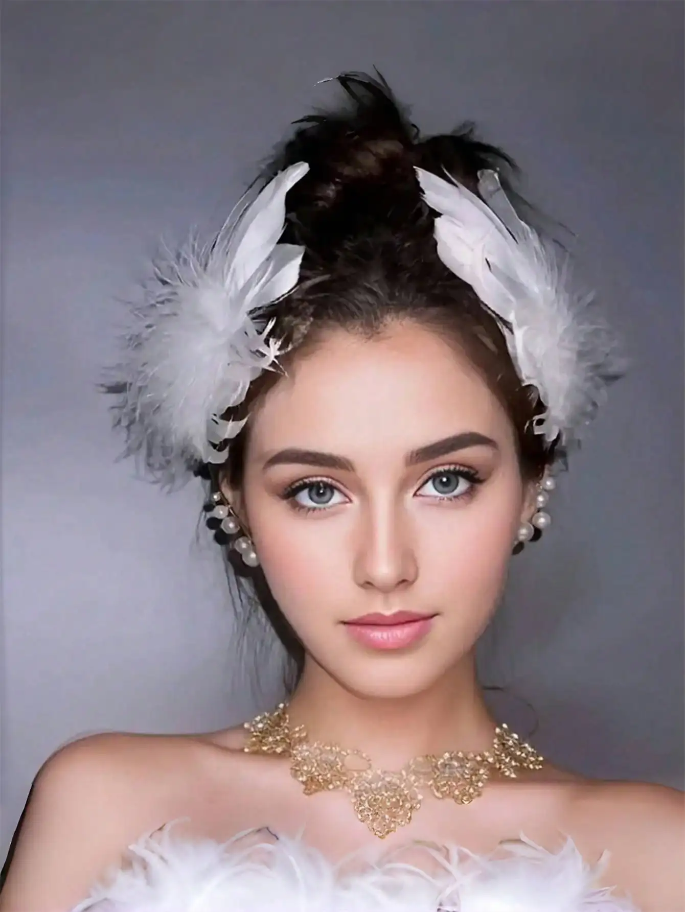 

A Pair of Female Artificial Duck Feather Hairpins Bridal Headdress Princess Costume Fashion Accessories Wedding Chic Design
